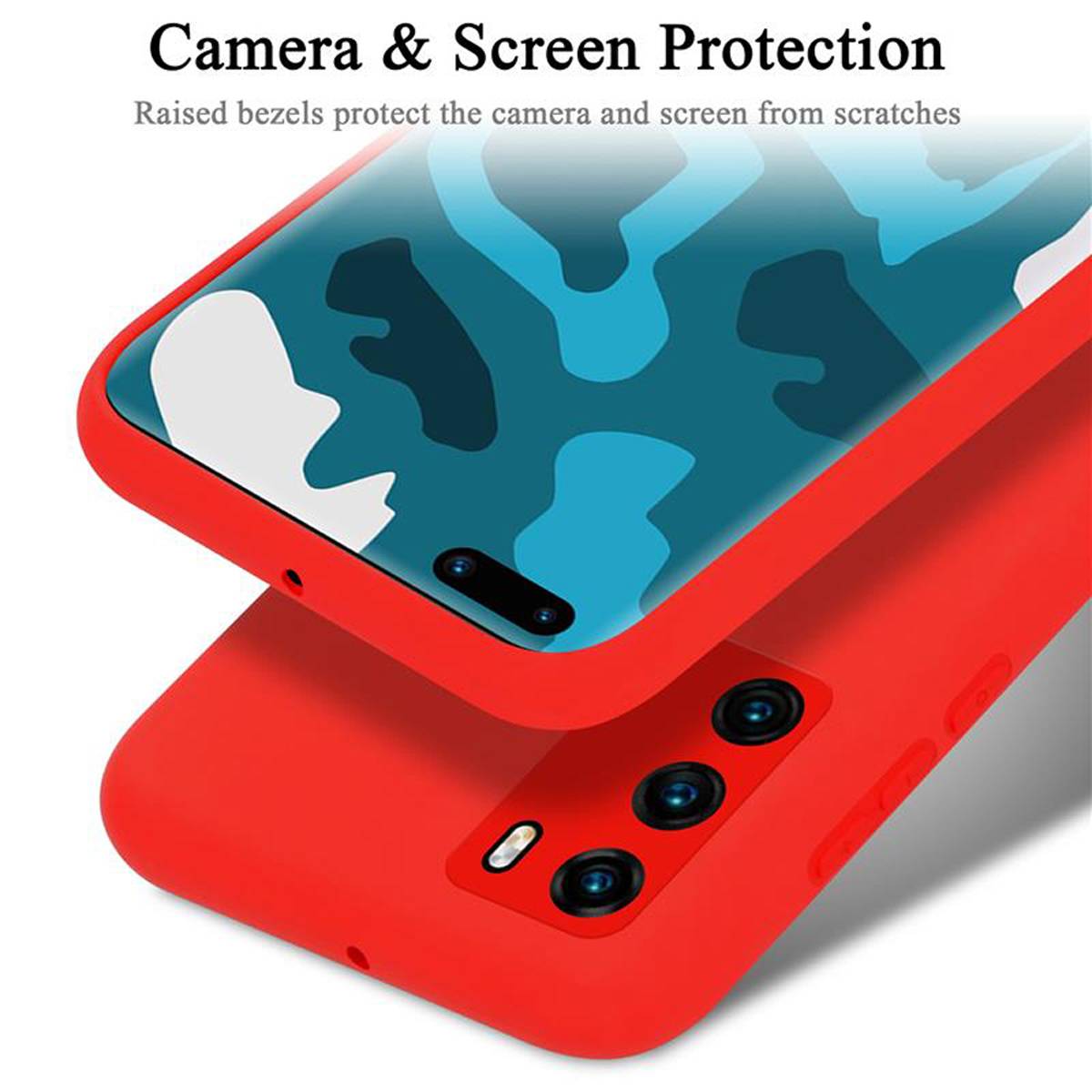 Cadorabo Schutzhülle für Huawei P40 Hülle in Rot Handyhülle Case Cover TPU Etui