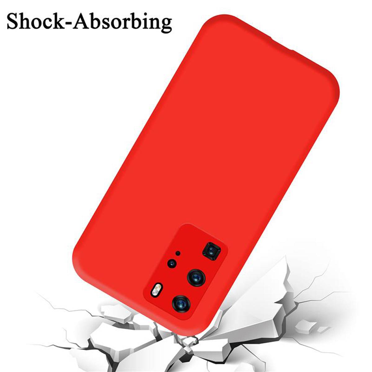 Cadorabo Schutzhülle für Huawei P40 PRO / P40 PRO+ Hülle in Rot Handyhülle Case Cover TPU Etui