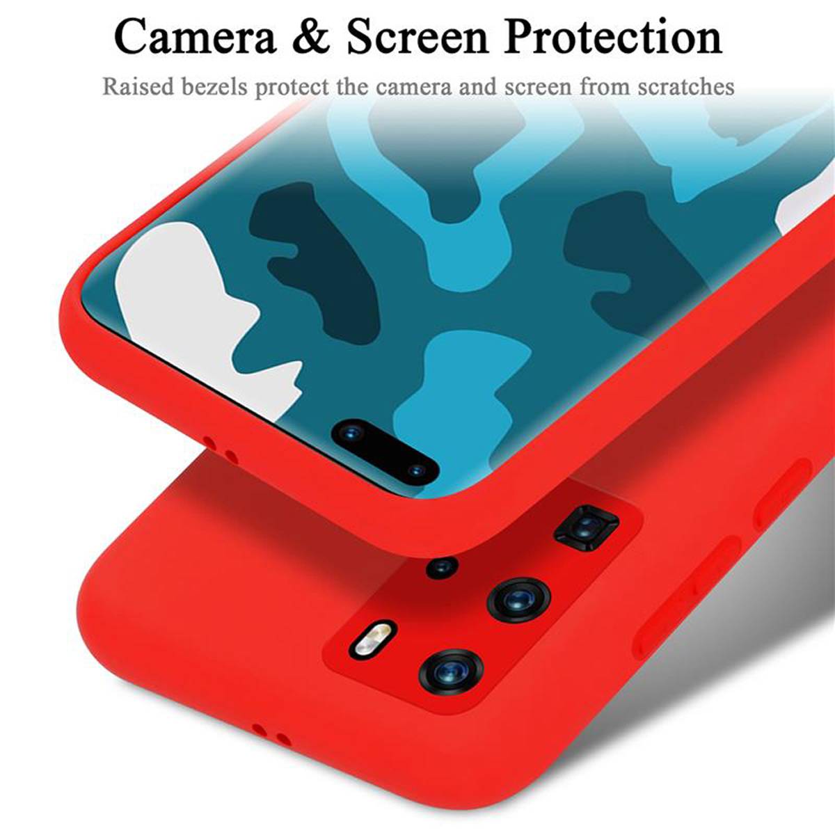 Cadorabo Schutzhülle für Huawei P40 PRO / P40 PRO+ Hülle in Rot Handyhülle Case Cover TPU Etui