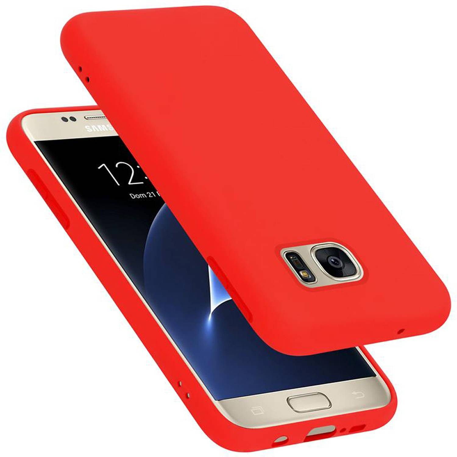 Cadorabo Schutzhülle für Samsung Galaxy S7 Hülle in Rot Handyhülle Case Cover TPU Etui