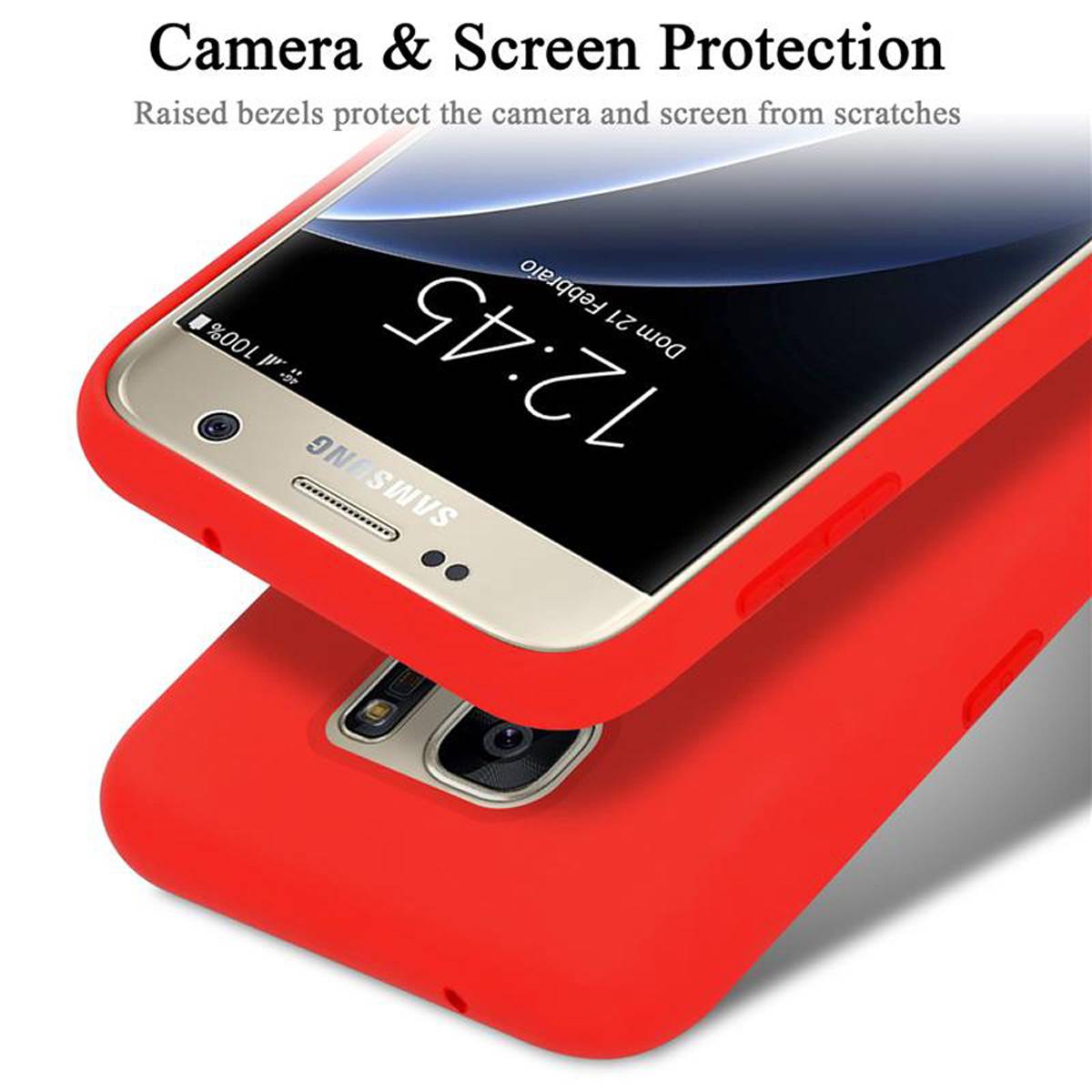 Cadorabo Schutzhülle für Samsung Galaxy S7 Hülle in Rot Handyhülle Case Cover TPU Etui