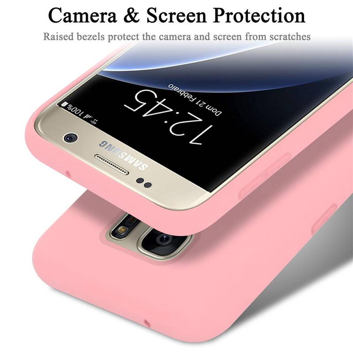 Cadorabo Schutzhülle für Samsung Galaxy S7 Hülle in Rosa Handyhülle Case Cover TPU Etui