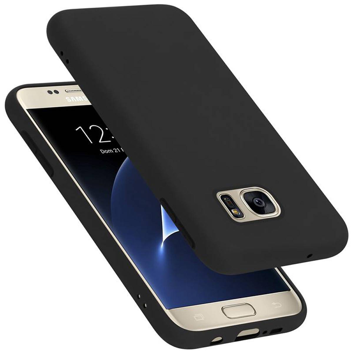 Cadorabo Schutzhülle für Samsung Galaxy S7 Hülle in Schwarz Handyhülle Case Cover TPU Etui
