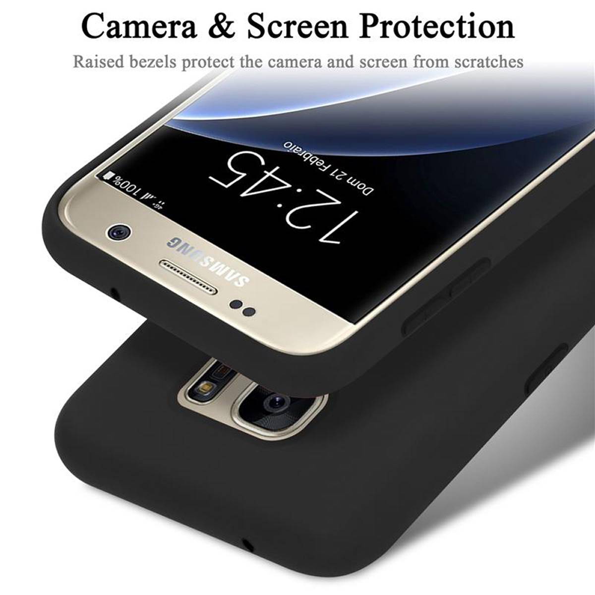 Cadorabo Schutzhülle für Samsung Galaxy S7 Hülle in Schwarz Handyhülle Case Cover TPU Etui