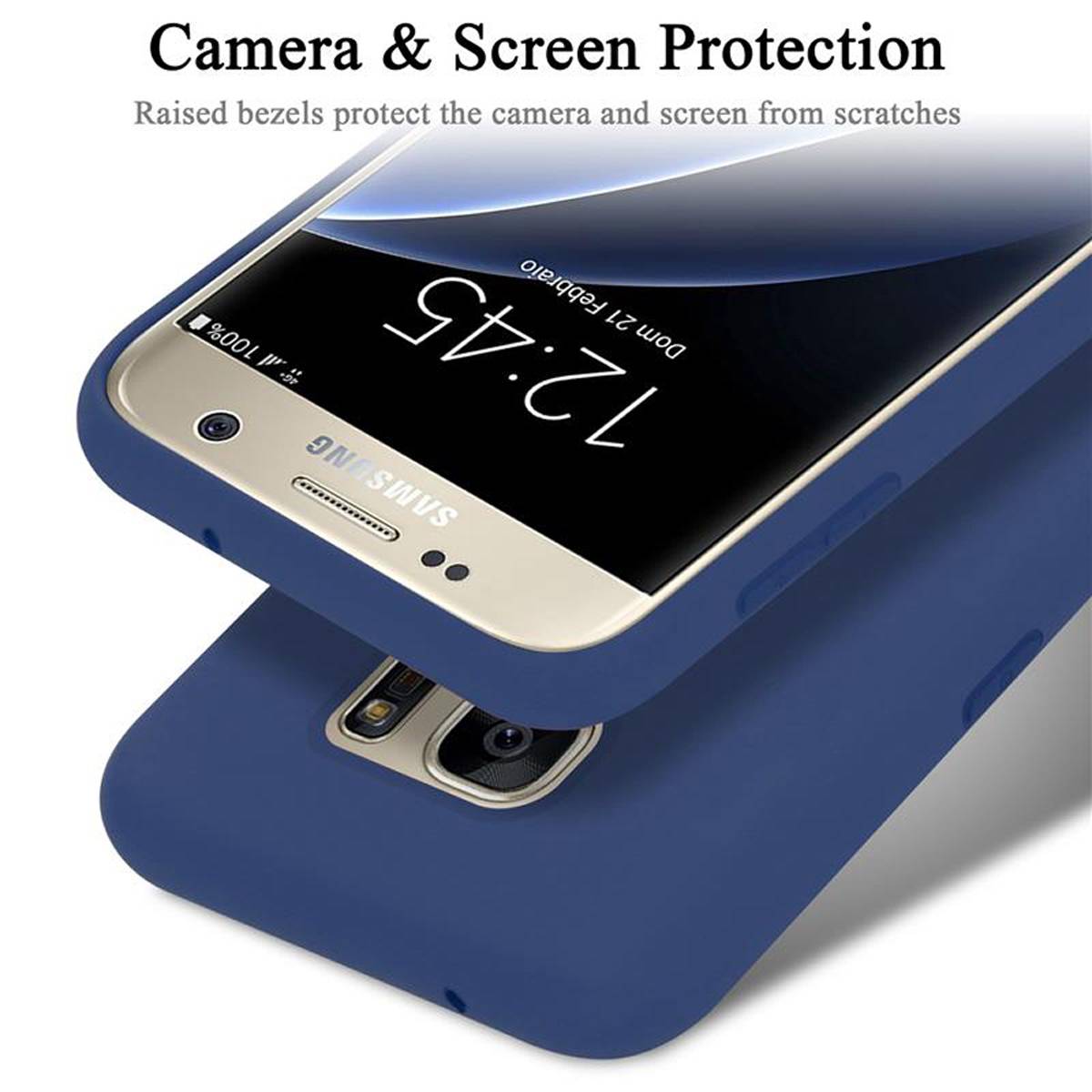 Cadorabo Schutzhülle für Samsung Galaxy S7 Hülle in Blau Handyhülle Case Cover TPU Etui