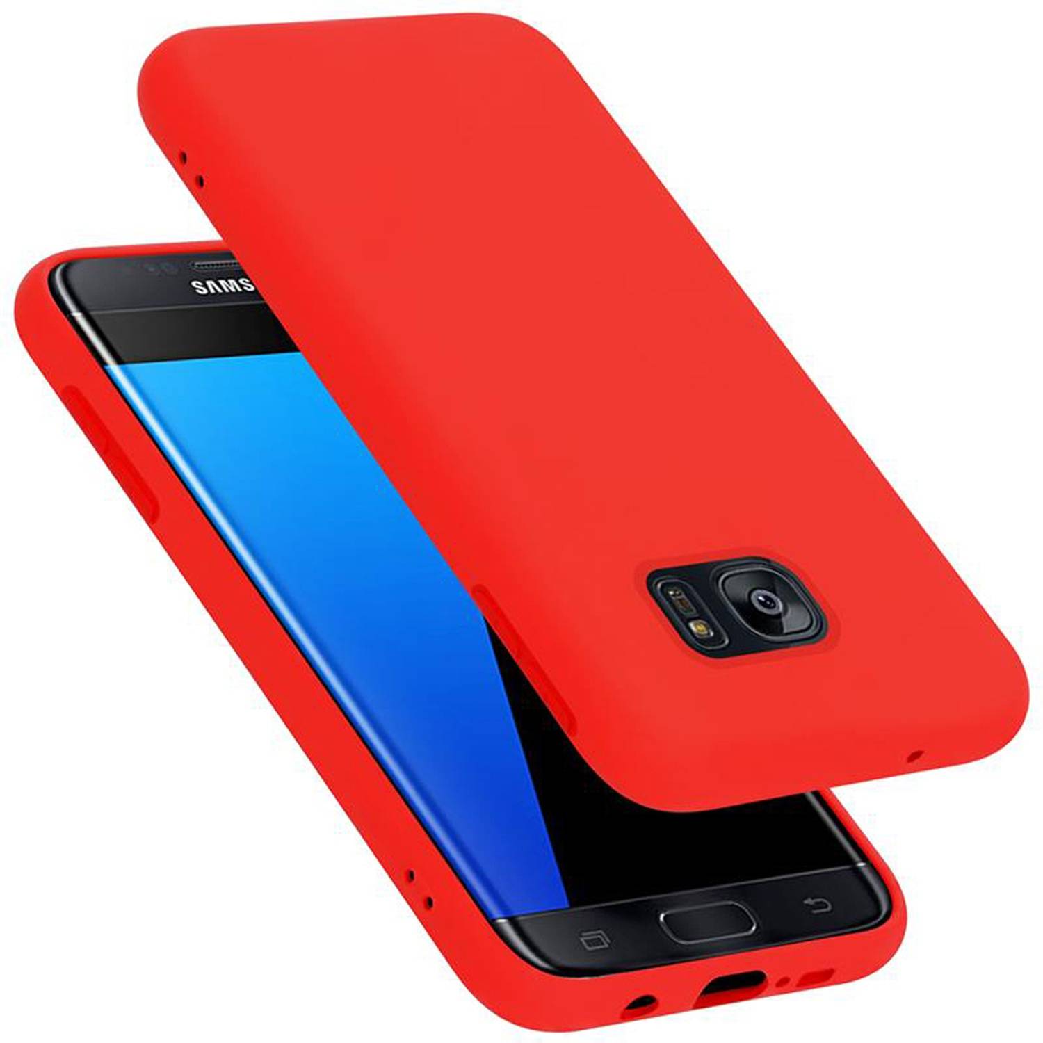Cadorabo Schutzhülle für Samsung Galaxy S7 EDGE Hülle in Rot Handyhülle Case Cover TPU Etui