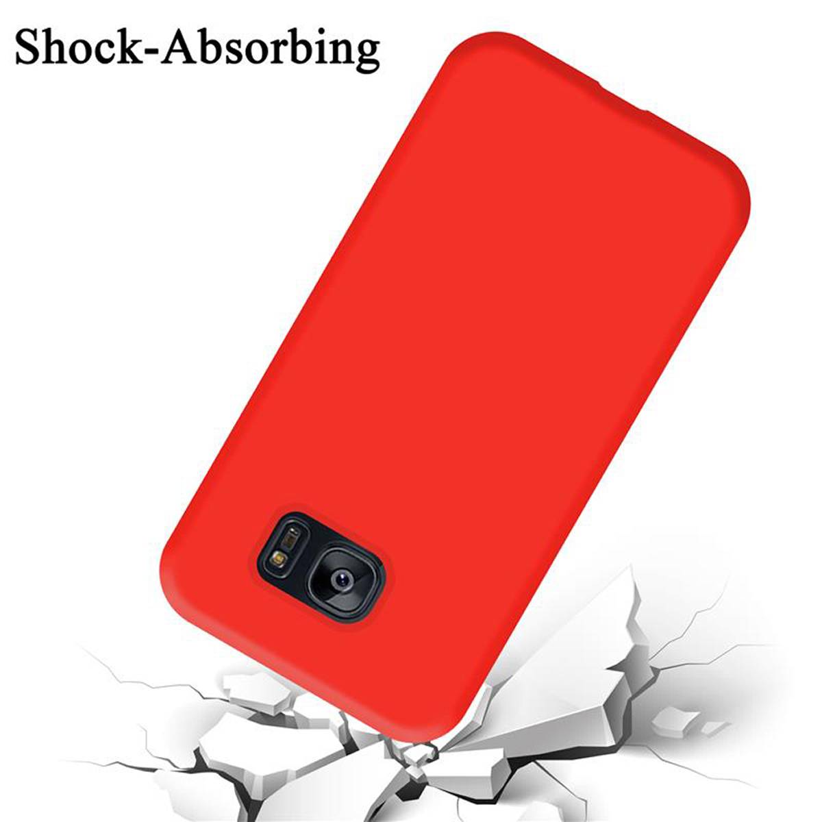 Cadorabo Schutzhülle für Samsung Galaxy S7 EDGE Hülle in Rot Handyhülle Case Cover TPU Etui