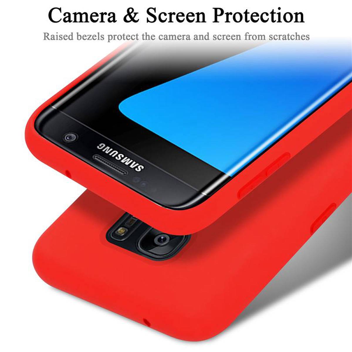 Cadorabo Schutzhülle für Samsung Galaxy S7 EDGE Hülle in Rot Handyhülle Case Cover TPU Etui