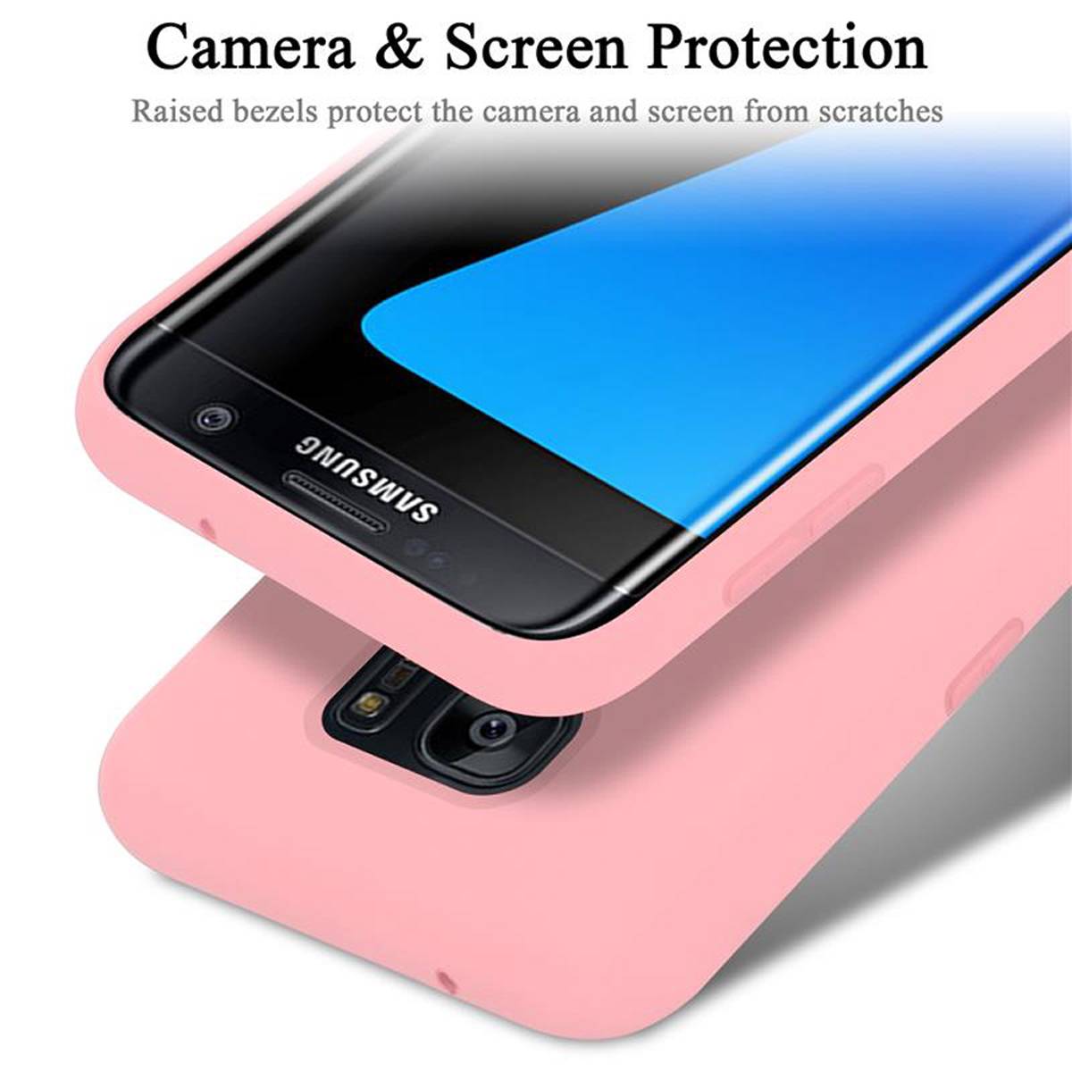 Cadorabo Schutzhülle für Samsung Galaxy S7 EDGE Hülle in Rosa Handyhülle Case Cover TPU Etui