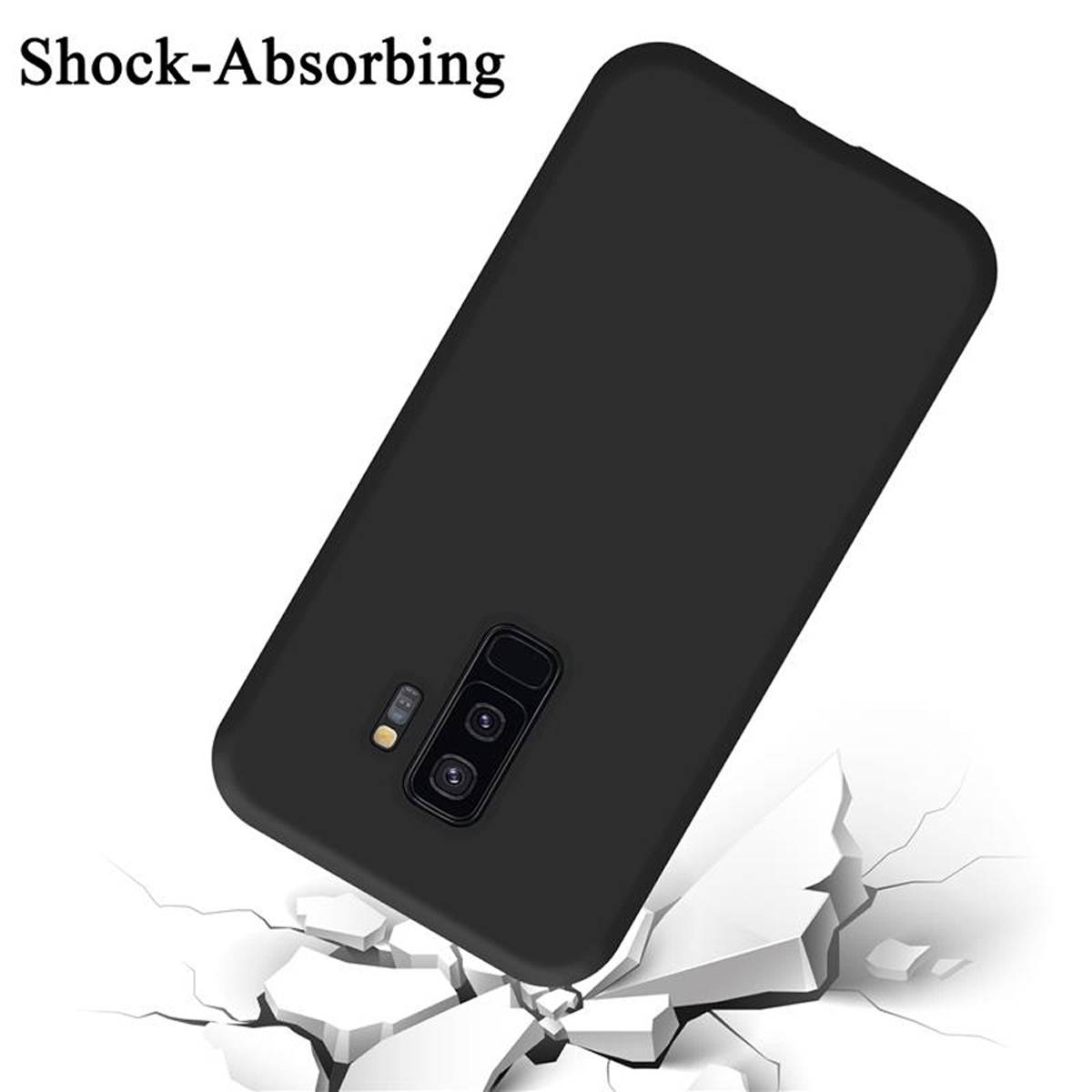 Cadorabo Schutzhülle für Samsung Galaxy S9 PLUS Hülle in Schwarz Handyhülle Case Cover TPU Etui