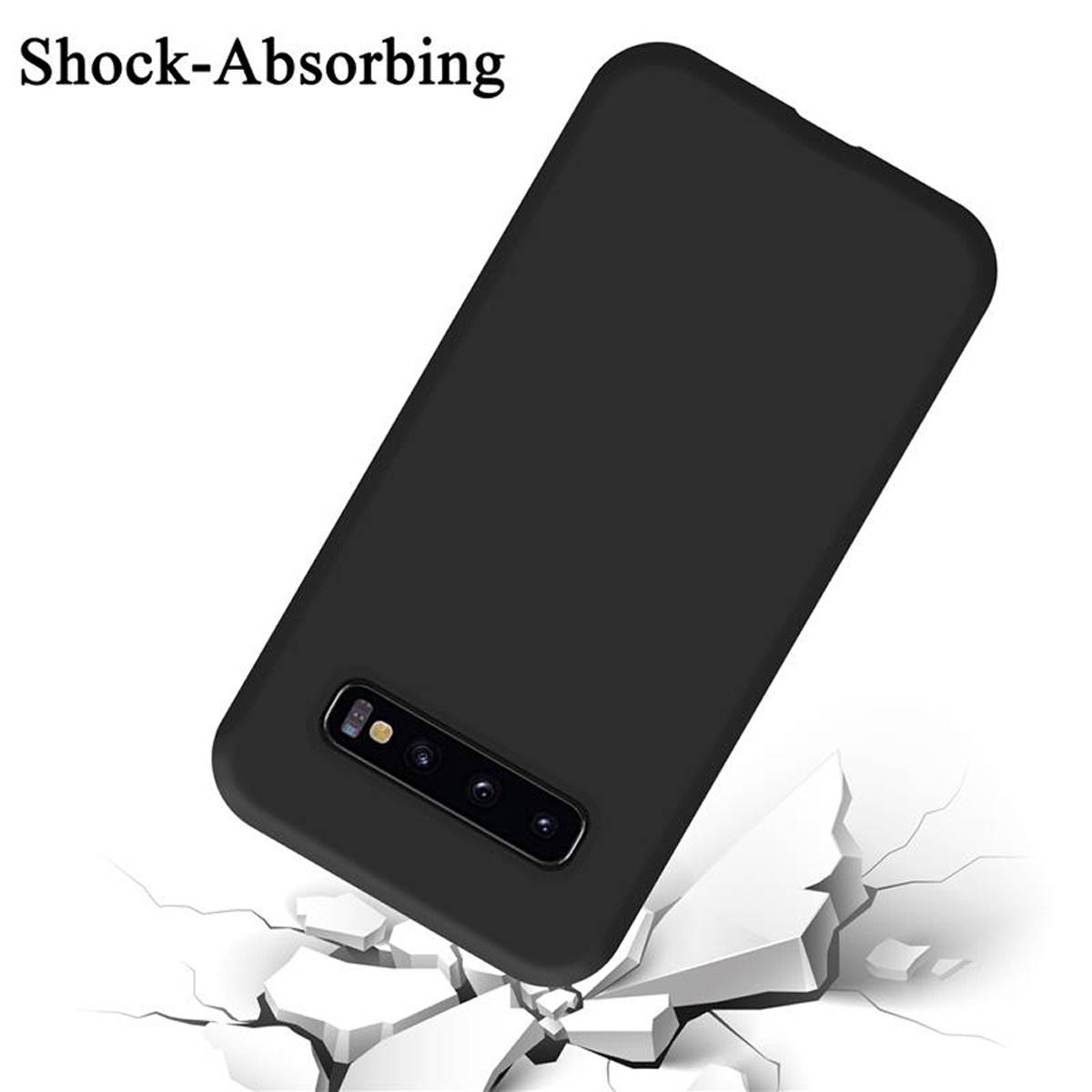 Cadorabo Schutzhülle für Samsung Galaxy S10 4G Hülle in Schwarz Handyhülle Case Cover TPU Etui