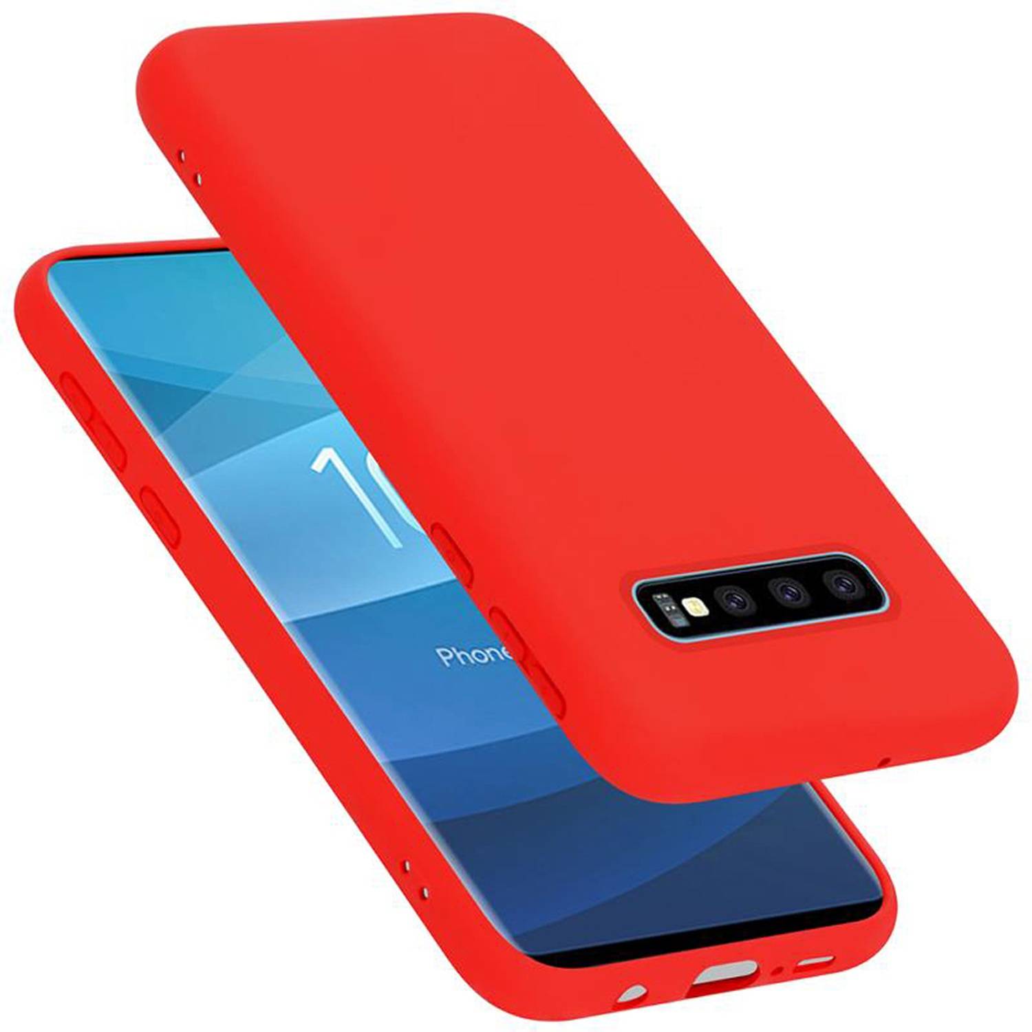 Cadorabo Schutzhülle für Samsung Galaxy S10 PLUS Hülle in Rot Handyhülle Case Cover TPU Etui