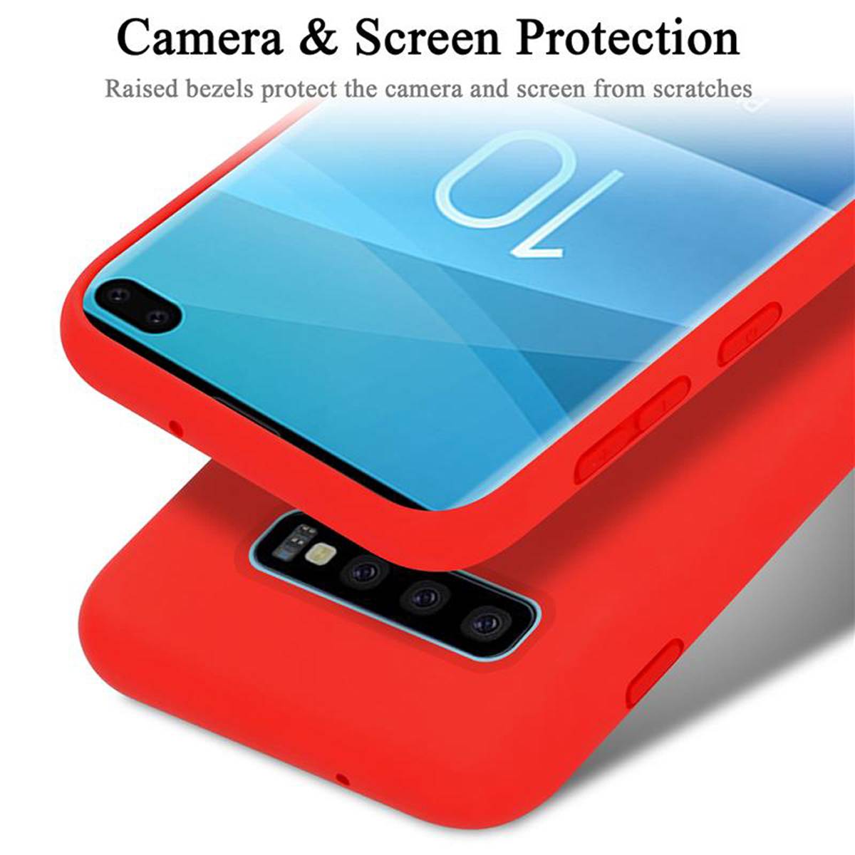 Cadorabo Schutzhülle für Samsung Galaxy S10 PLUS Hülle in Rot Handyhülle Case Cover TPU Etui