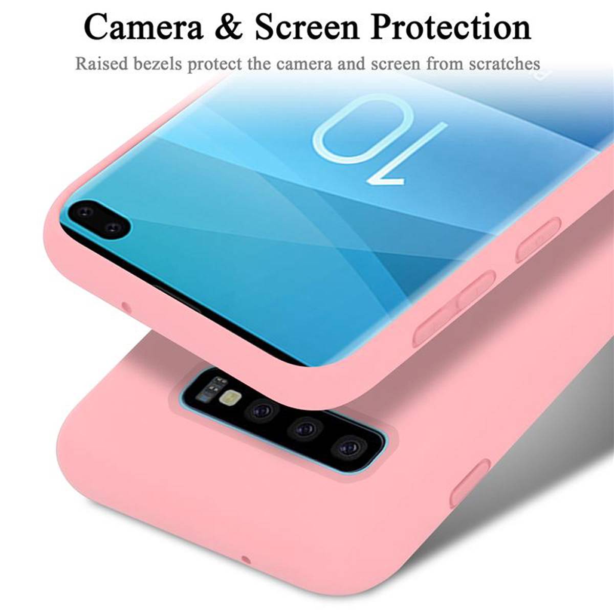 Cadorabo Schutzhülle für Samsung Galaxy S10 PLUS Hülle in Rosa Handyhülle Case Cover TPU Etui