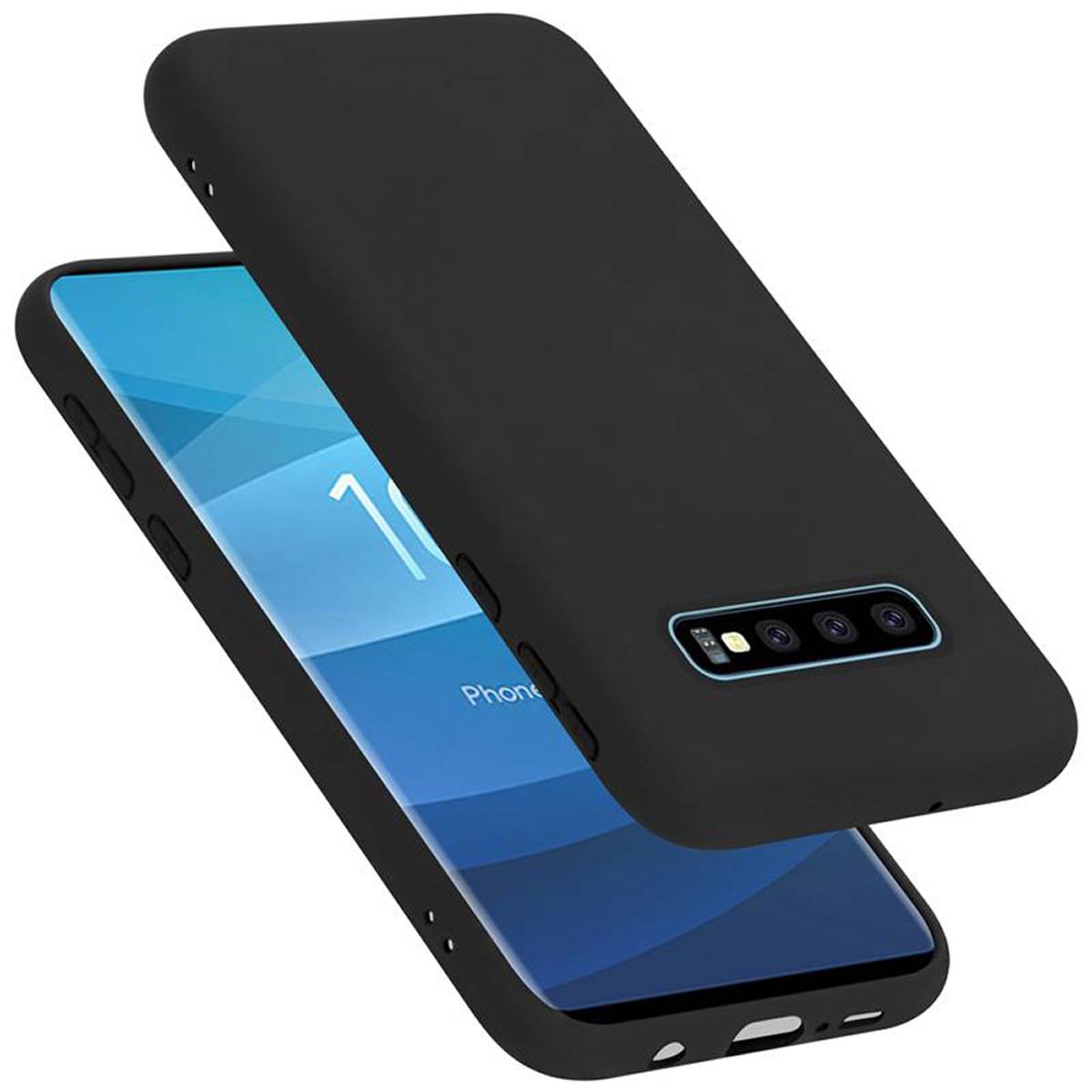 Cadorabo Schutzhülle für Samsung Galaxy S10 PLUS Hülle in Schwarz Handyhülle Case Cover TPU Etui