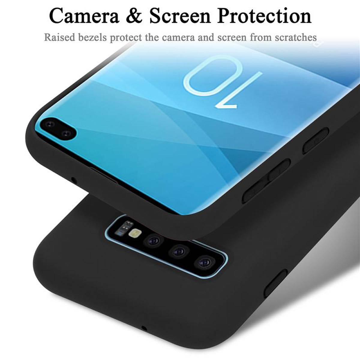 Cadorabo Schutzhülle für Samsung Galaxy S10 PLUS Hülle in Schwarz Handyhülle Case Cover TPU Etui