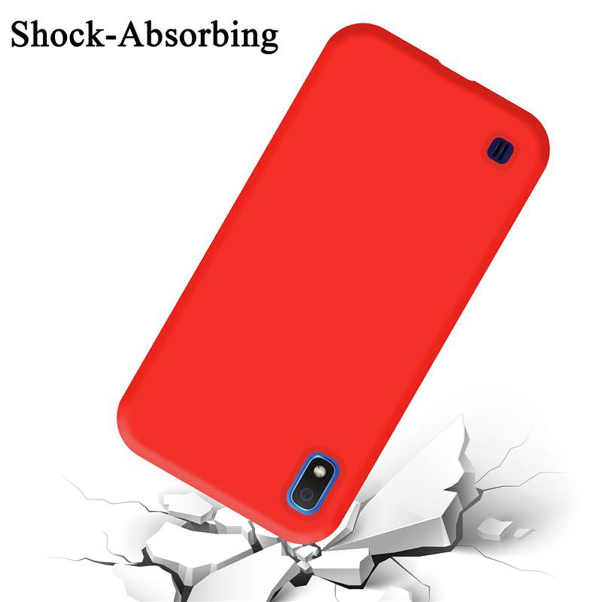 Cadorabo Schutzhülle für Samsung Galaxy A10 / M10 Hülle in Rot Handyhülle Case Cover TPU Etui