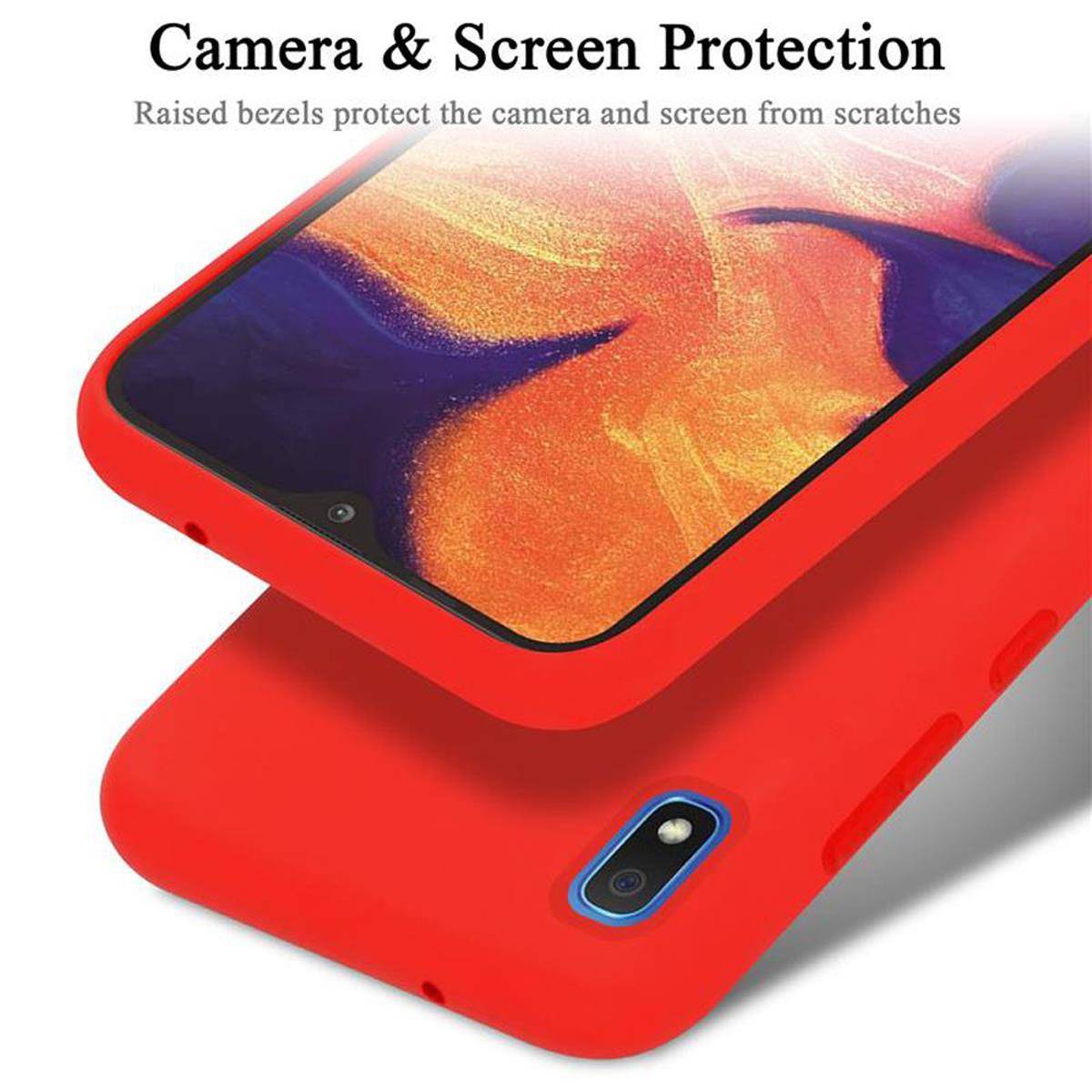 Cadorabo Schutzhülle für Samsung Galaxy A10 / M10 Hülle in Rot Handyhülle Case Cover TPU Etui