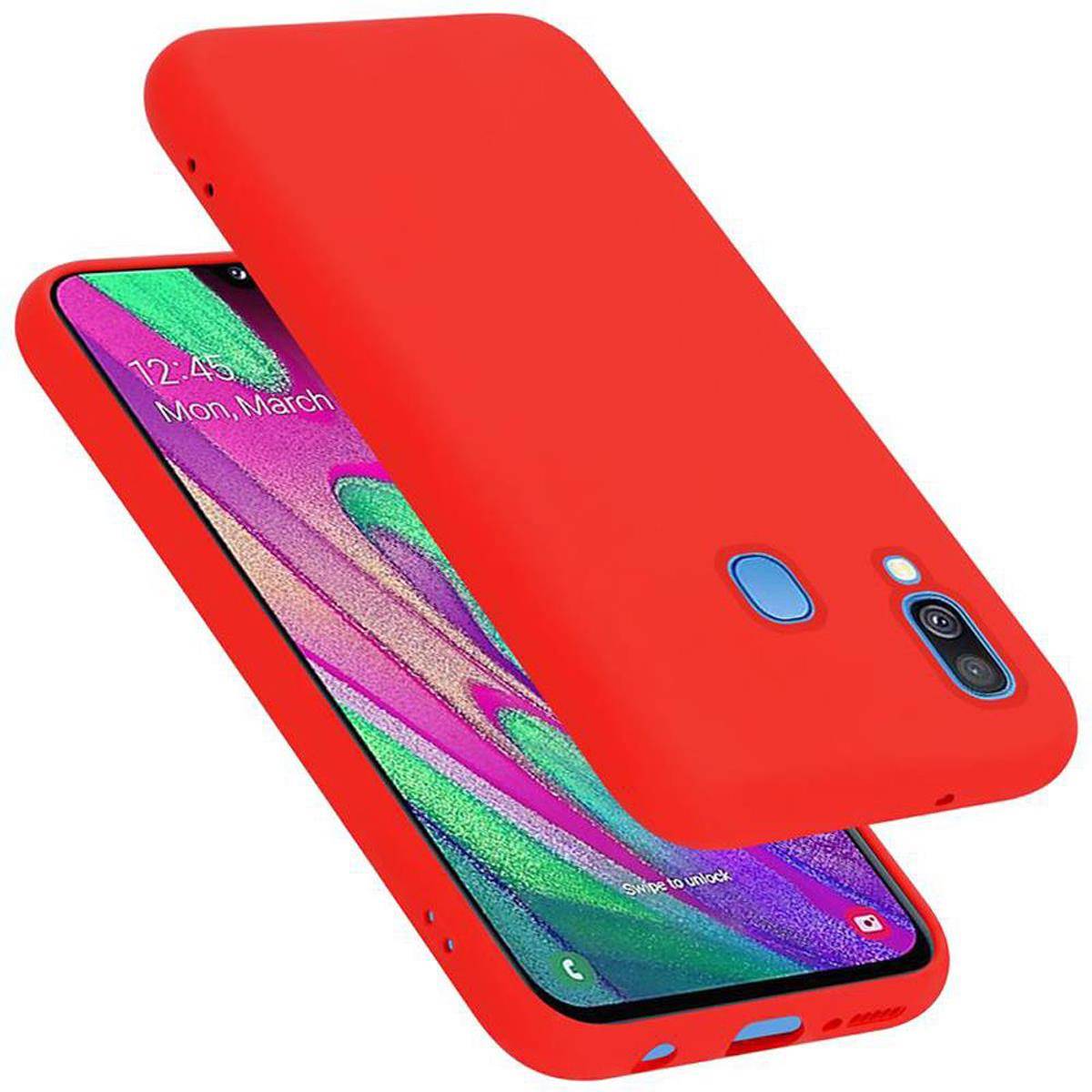 Cadorabo Schutzhülle für Samsung Galaxy A40 Hülle in Rot Handyhülle Case Cover TPU Etui