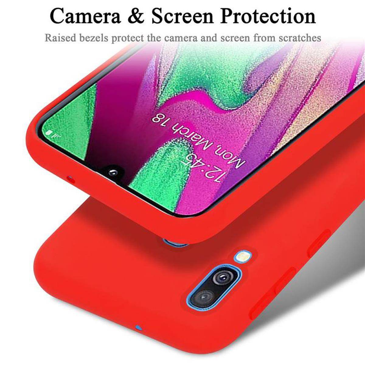 Cadorabo Schutzhülle für Samsung Galaxy A40 Hülle in Rot Handyhülle Case Cover TPU Etui