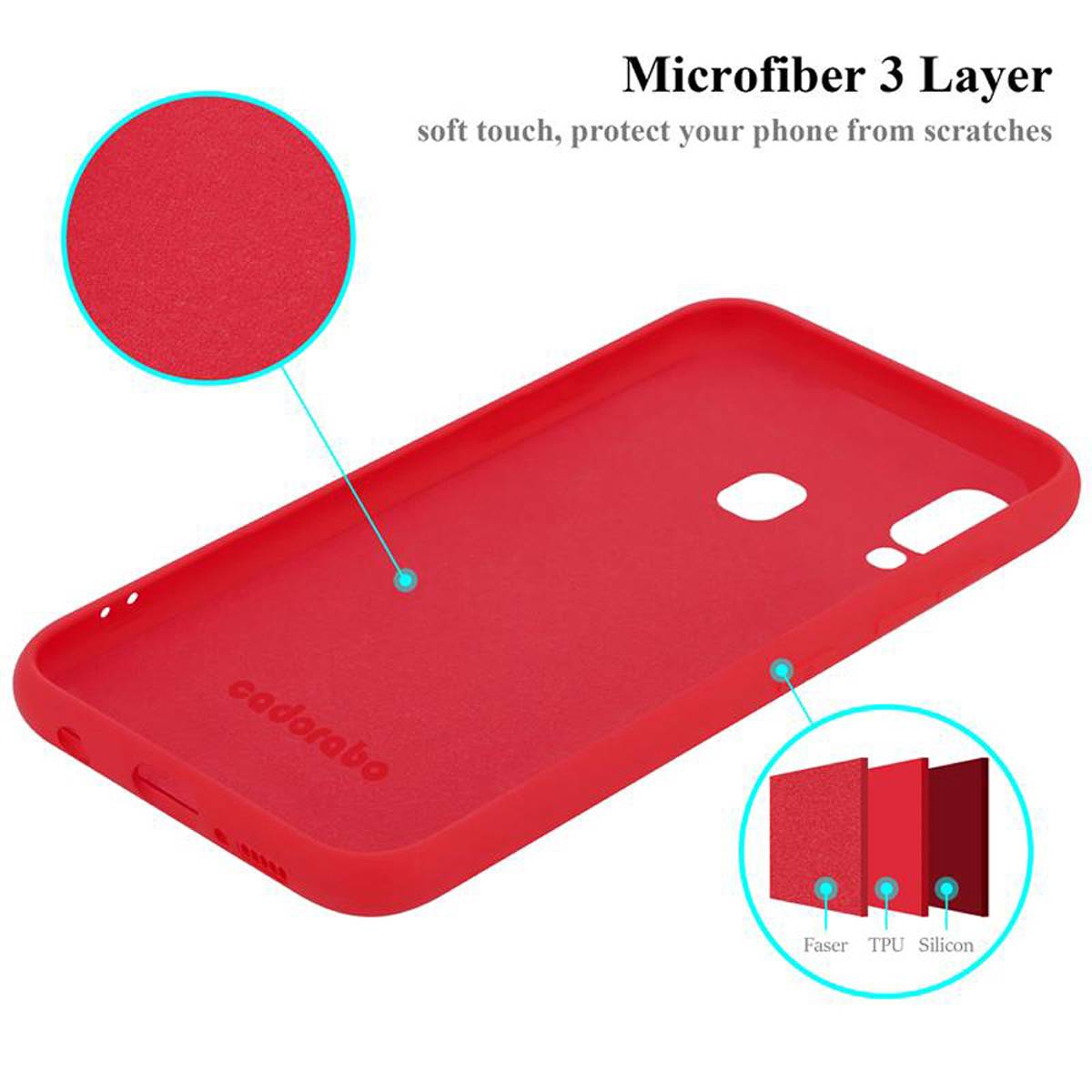 Cadorabo Schutzhülle für Samsung Galaxy A40 Hülle in Rot Handyhülle Case Cover TPU Etui