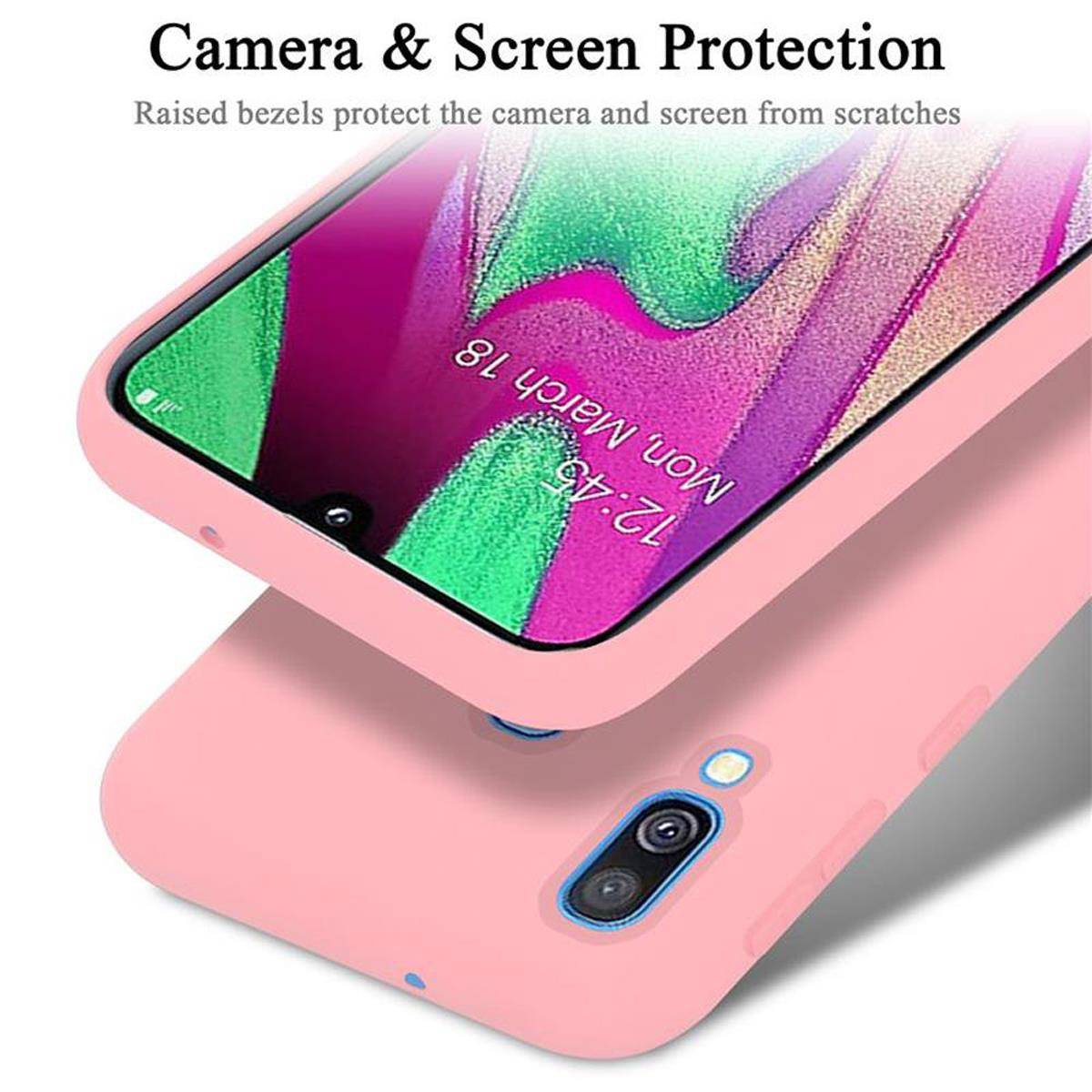 Cadorabo Schutzhülle für Samsung Galaxy A40 Hülle in Rosa Handyhülle Case Cover TPU Etui