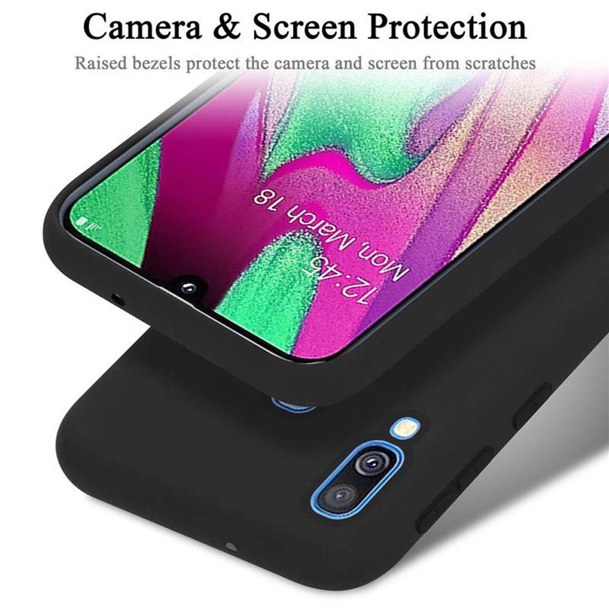 Cadorabo Schutzhülle für Samsung Galaxy A40 Hülle in Schwarz Handyhülle Case Cover TPU Etui