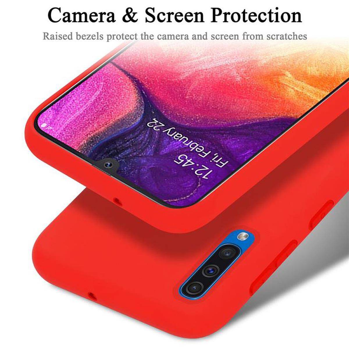 Cadorabo Schutzhülle für Samsung Galaxy A50 4G / A50s / A30s Hülle in Rot Handyhülle Case Cover TPU Etui