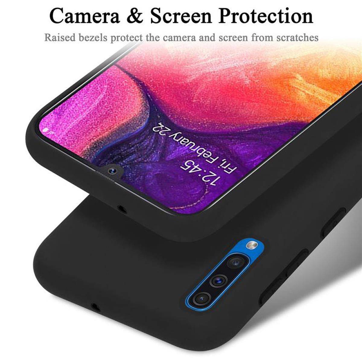 Cadorabo Schutzhülle für Samsung Galaxy A50 4G / A50s / A30s Hülle in Schwarz Handyhülle Case Cover TPU Etui