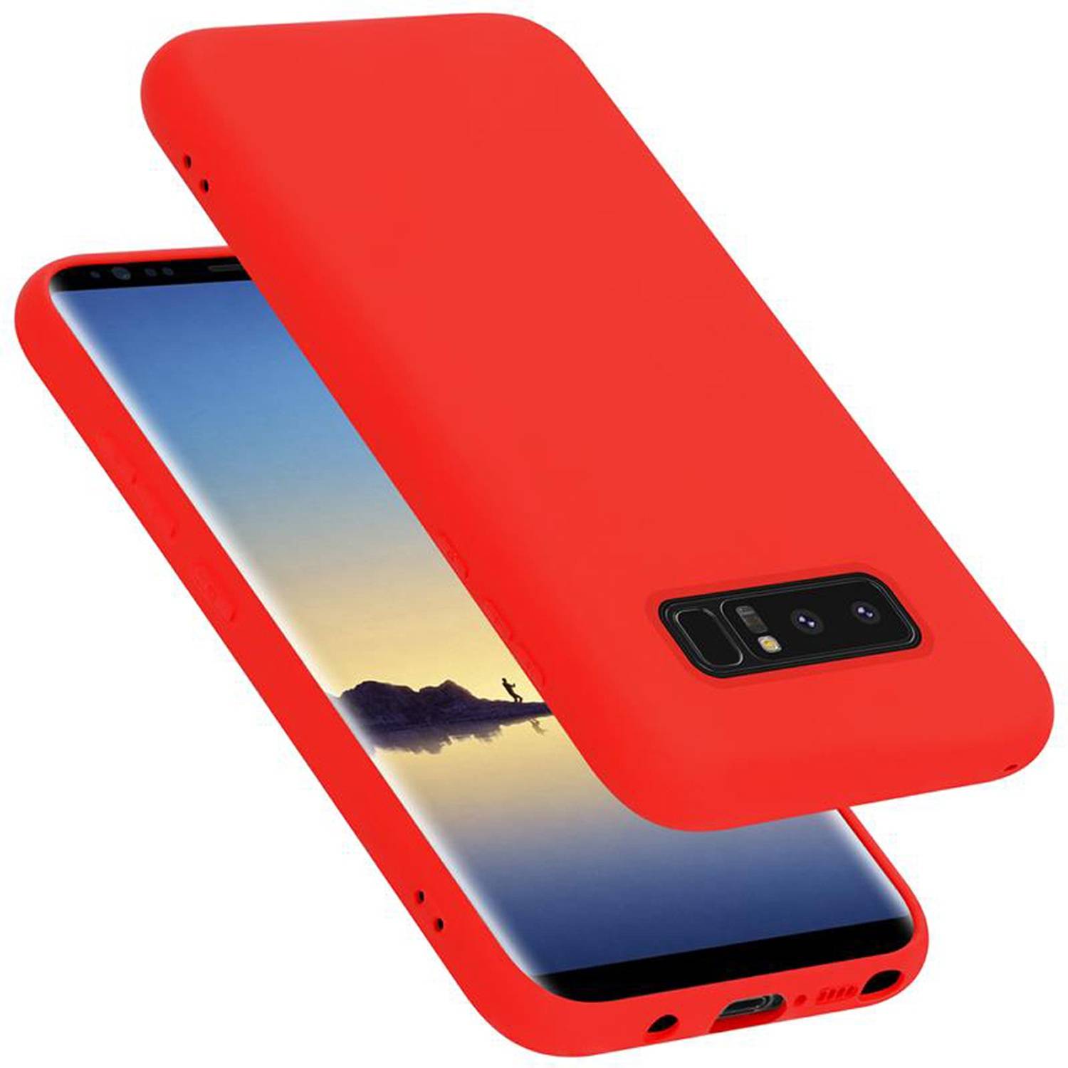 Cadorabo Schutzhülle für Samsung Galaxy NOTE 8 Hülle in Rot Handyhülle Case Cover TPU Etui
