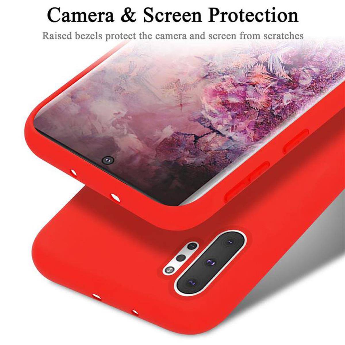 Cadorabo Schutzhülle für Samsung Galaxy NOTE 10 PLUS Hülle in Rot Handyhülle Case Cover TPU Etui