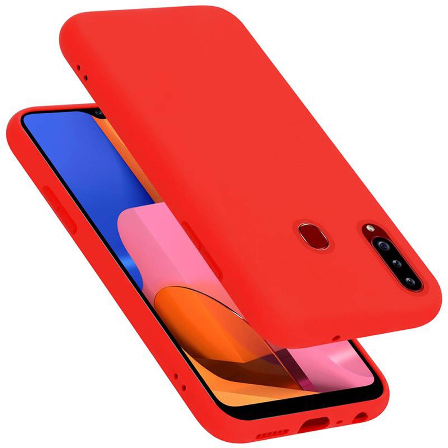 Cadorabo Schutzhülle für Samsung Galaxy A20s Hülle in Rot Handyhülle Case Cover TPU Etui