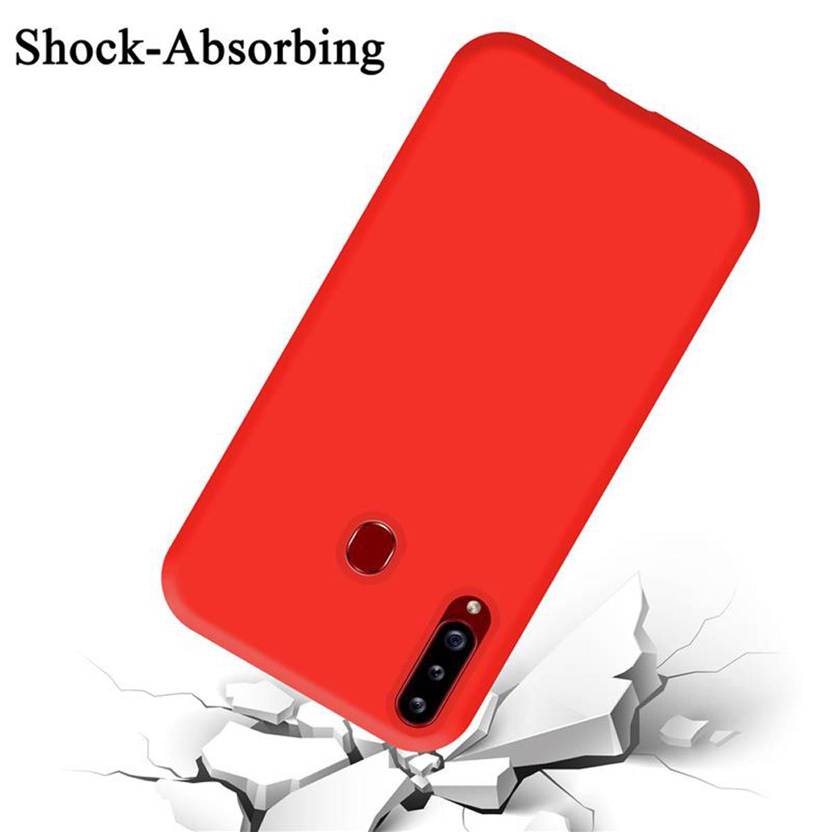 Cadorabo Schutzhülle für Samsung Galaxy A20s Hülle in Rot Handyhülle Case Cover TPU Etui