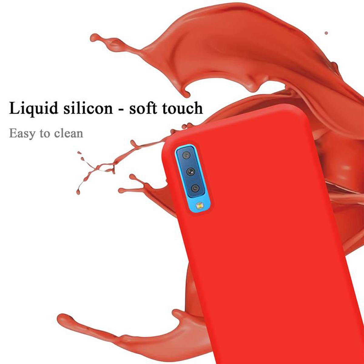 Cadorabo Schutzhülle für Samsung Galaxy A7 2018 Hülle in Rot Handyhülle Case Cover TPU Etui