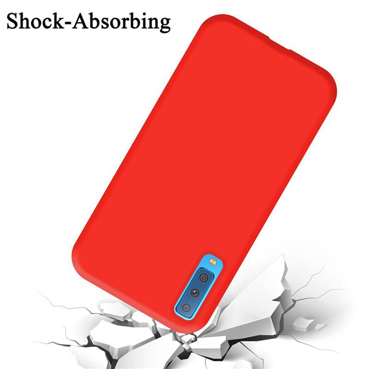 Cadorabo Schutzhülle für Samsung Galaxy A7 2018 Hülle in Rot Handyhülle Case Cover TPU Etui