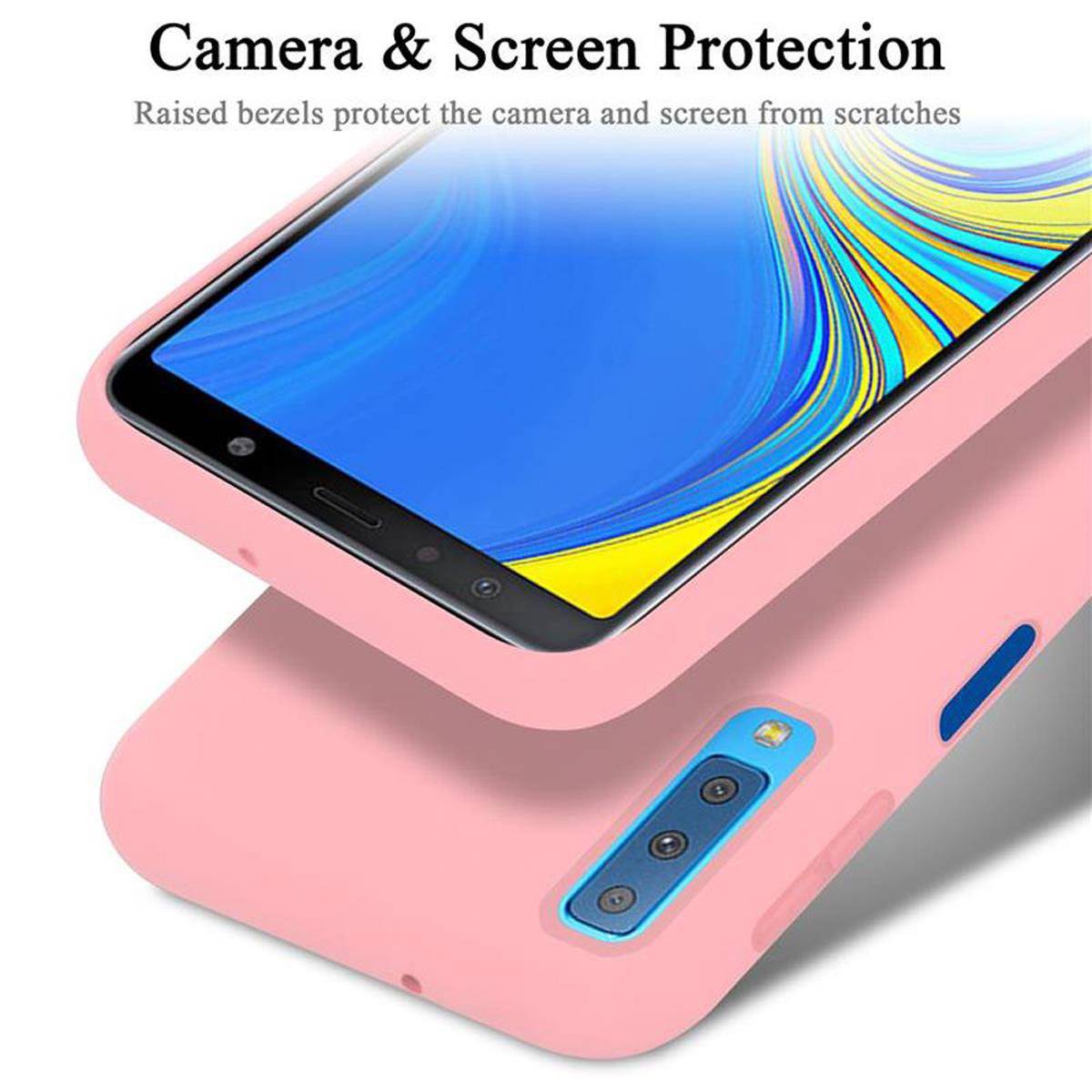Cadorabo Schutzhülle für Samsung Galaxy A7 2018 Hülle in Rosa Handyhülle Case Cover TPU Etui