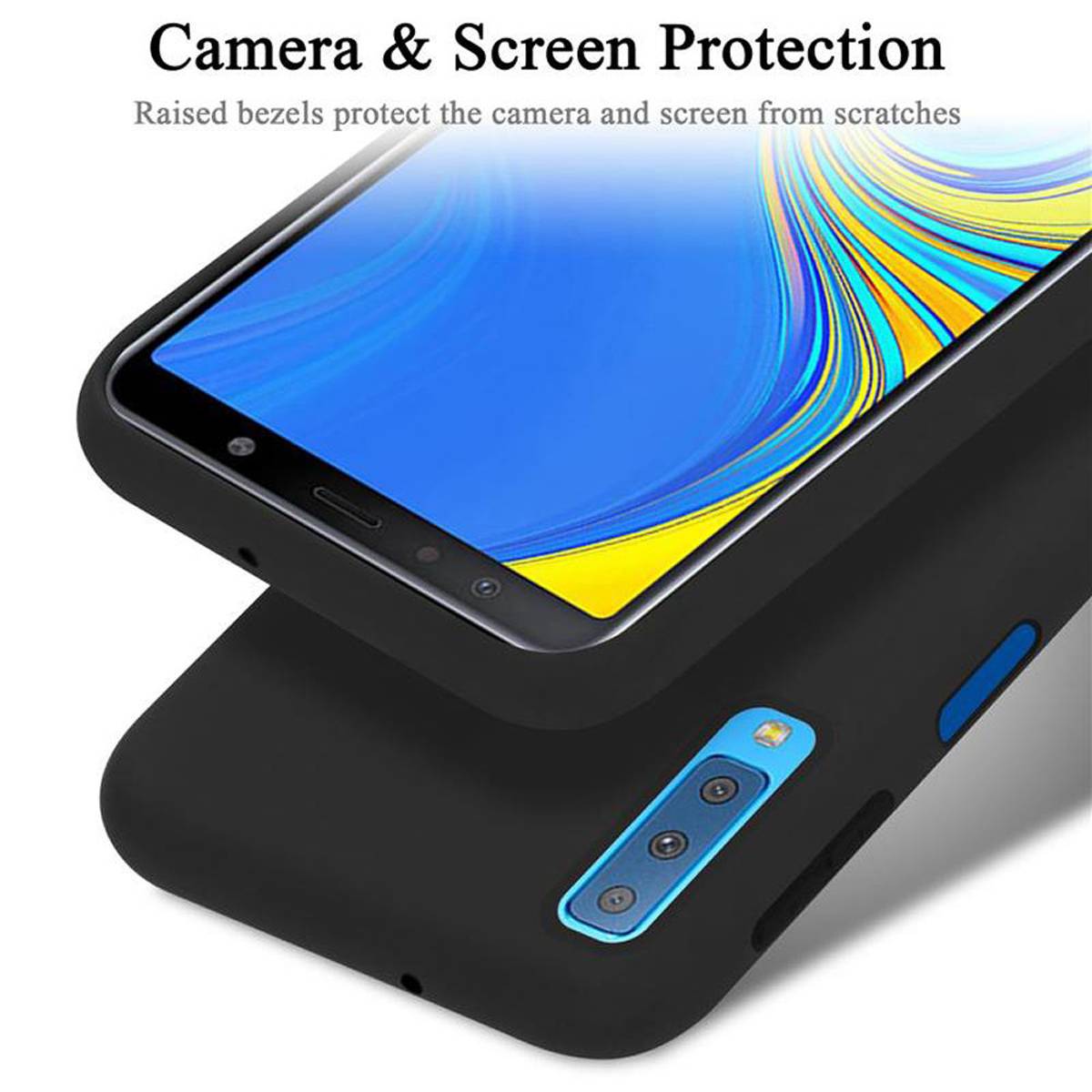 Cadorabo Schutzhülle für Samsung Galaxy A7 2018 Hülle in Schwarz Handyhülle Case Cover TPU Etui