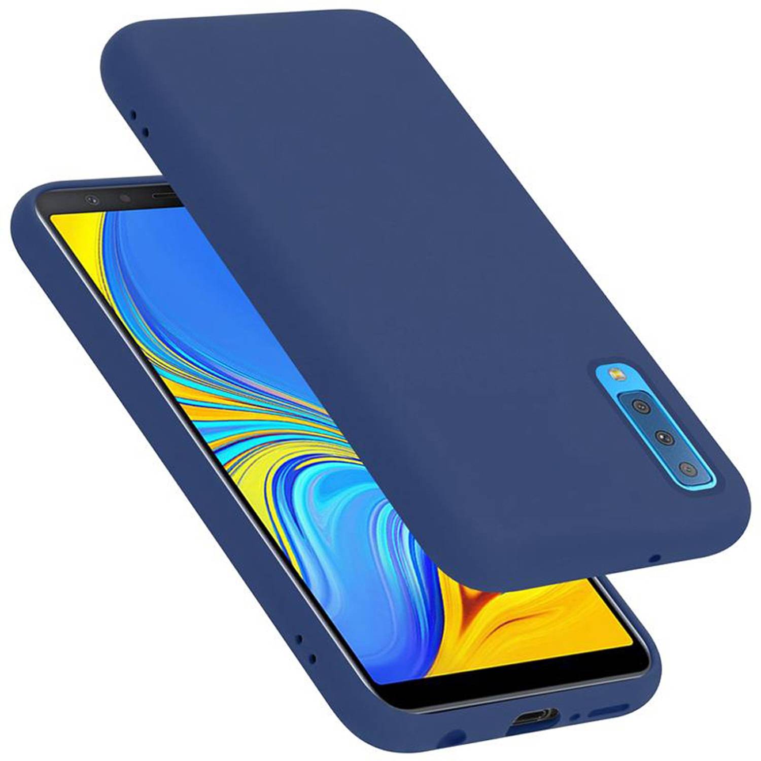Cadorabo Schutzhülle für Samsung Galaxy A7 2018 Hülle in Blau Handyhülle Case Cover TPU Etui