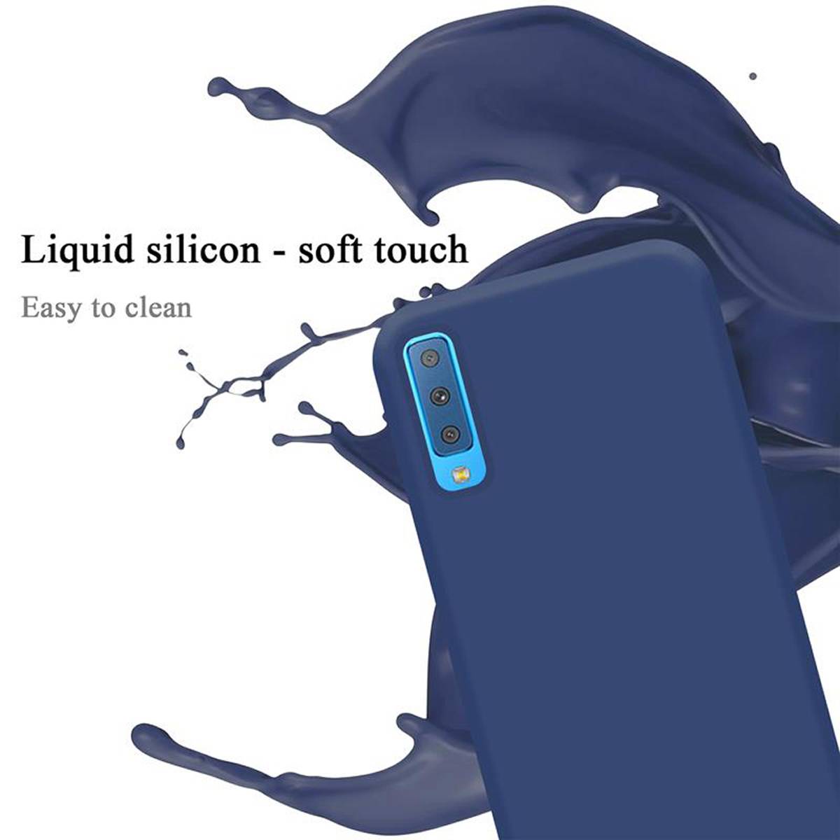 Cadorabo Schutzhülle für Samsung Galaxy A7 2018 Hülle in Blau Handyhülle Case Cover TPU Etui