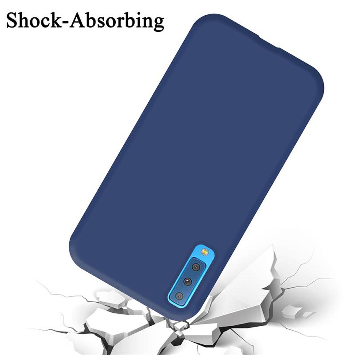 Cadorabo Schutzhülle für Samsung Galaxy A7 2018 Hülle in Blau Handyhülle Case Cover TPU Etui