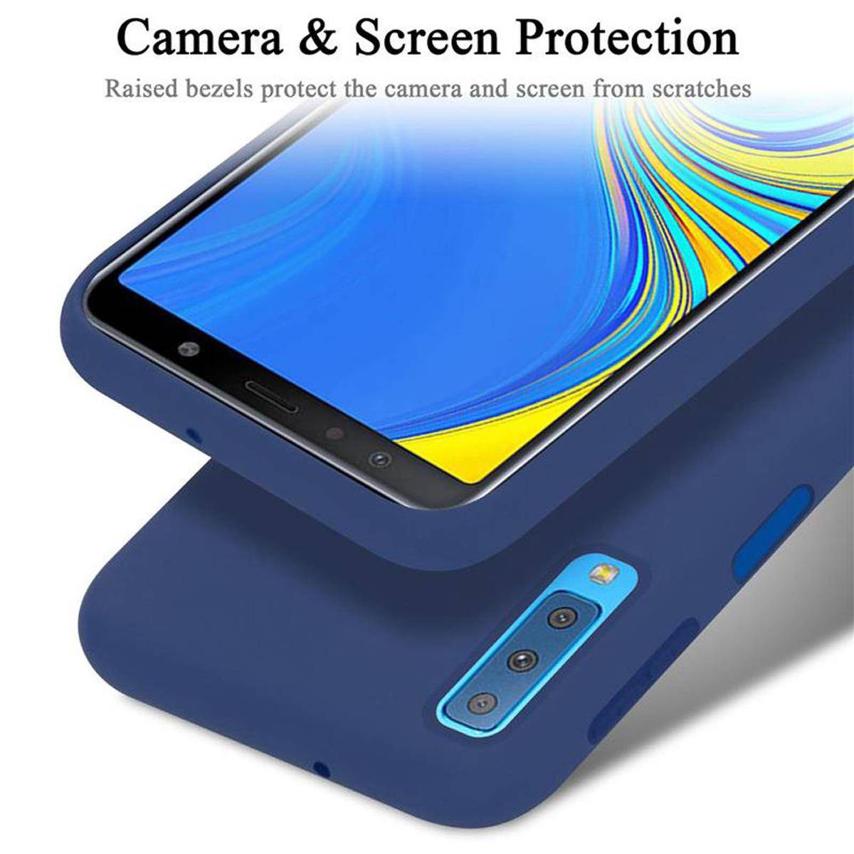 Cadorabo Schutzhülle für Samsung Galaxy A7 2018 Hülle in Blau Handyhülle Case Cover TPU Etui