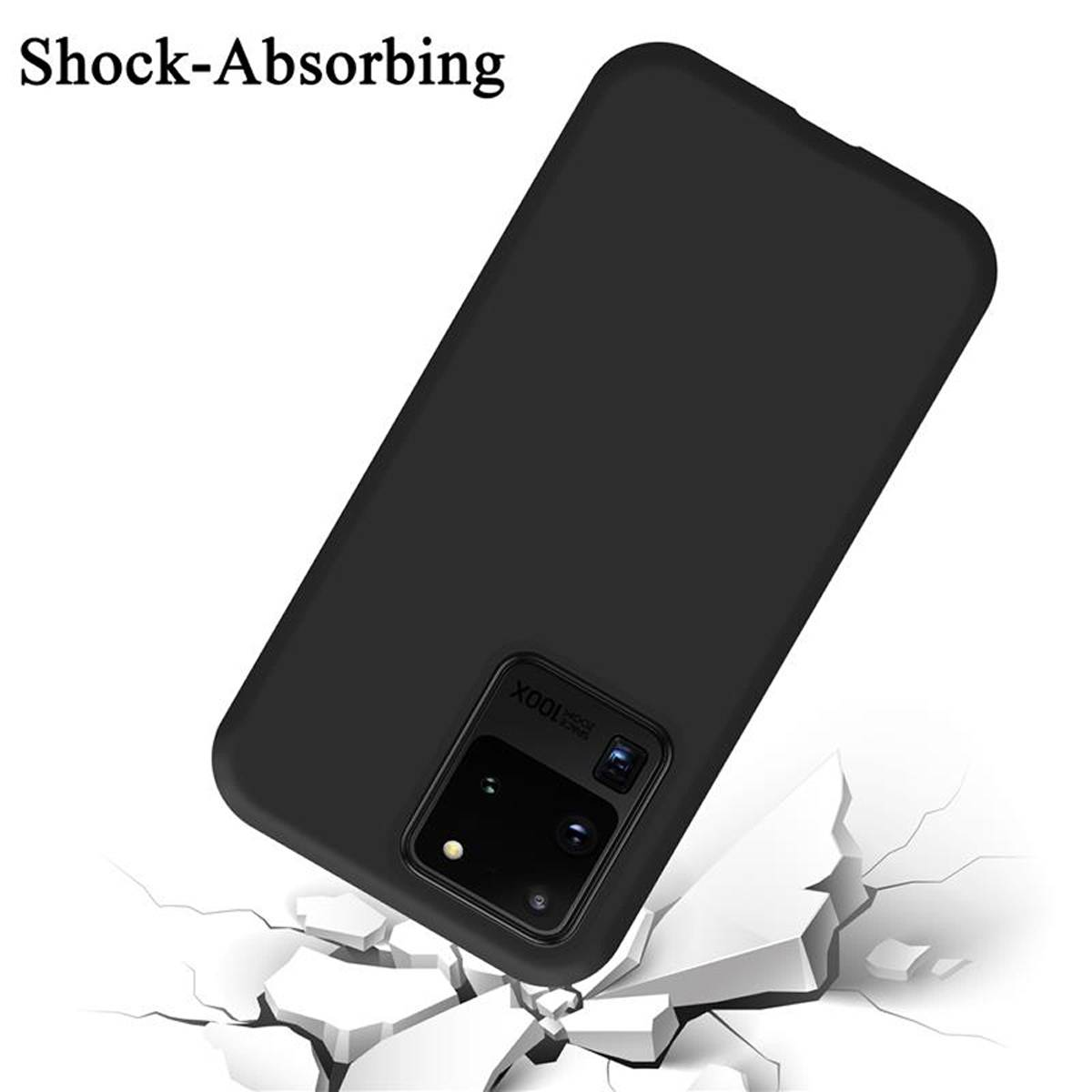 Cadorabo Schutzhülle für Samsung Galaxy S20 ULTRA Hülle in Schwarz Handyhülle Case Cover TPU Etui