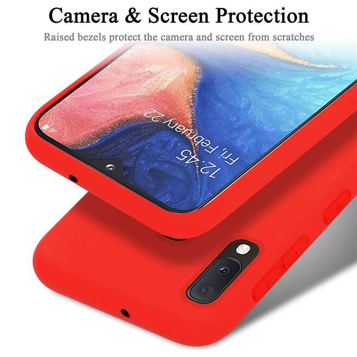 Cadorabo Schutzhülle für Samsung Galaxy A10e / A20e Hülle in Rot Handyhülle Case Cover TPU Etui