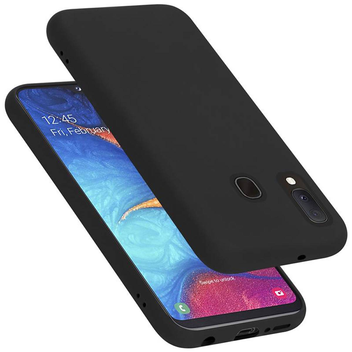 Cadorabo Schutzhülle für Samsung Galaxy A10e / A20e Hülle in Schwarz Handyhülle Case Cover TPU Etui