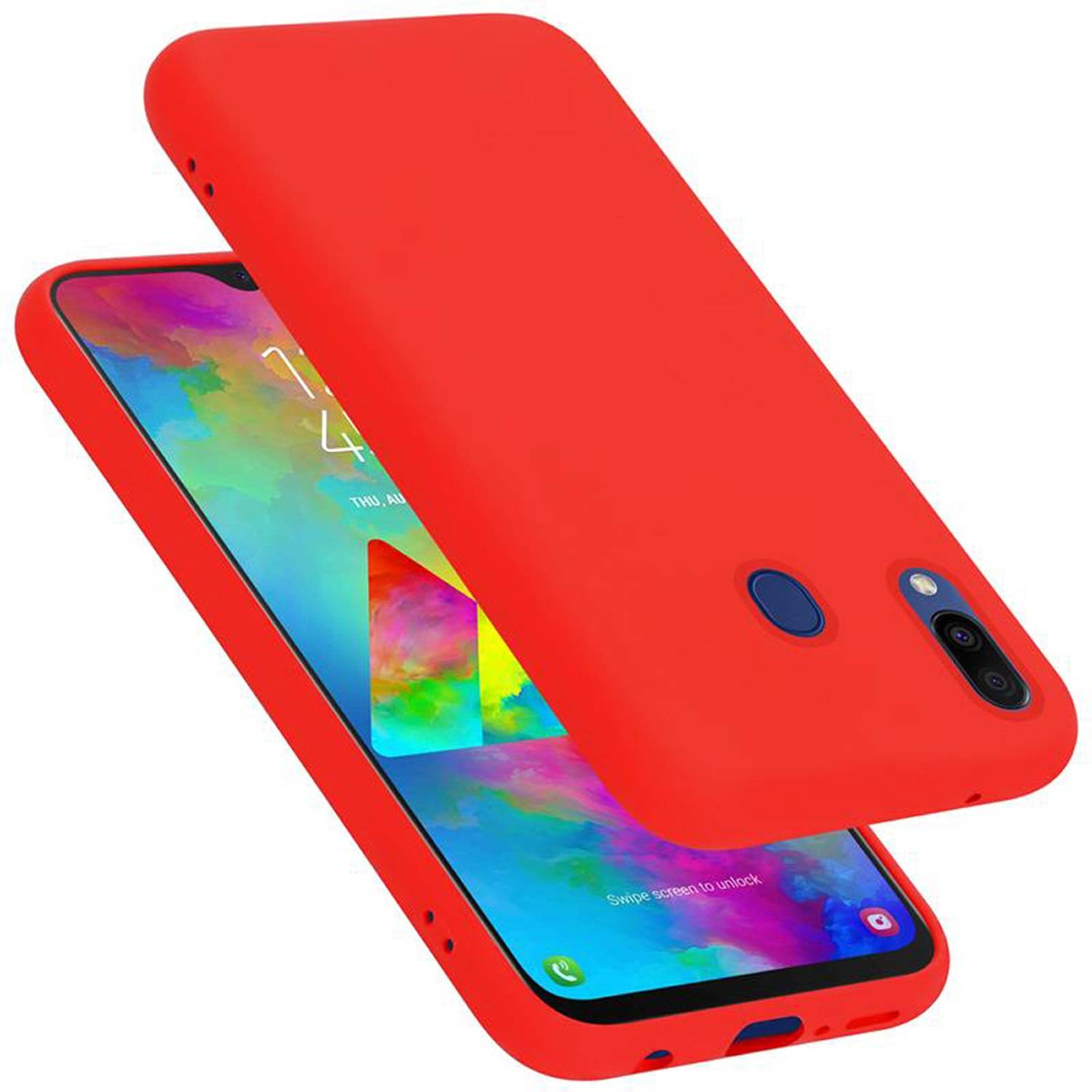 Cadorabo Schutzhülle für Samsung Galaxy M20 Hülle in Rot Handyhülle Case Cover TPU Etui