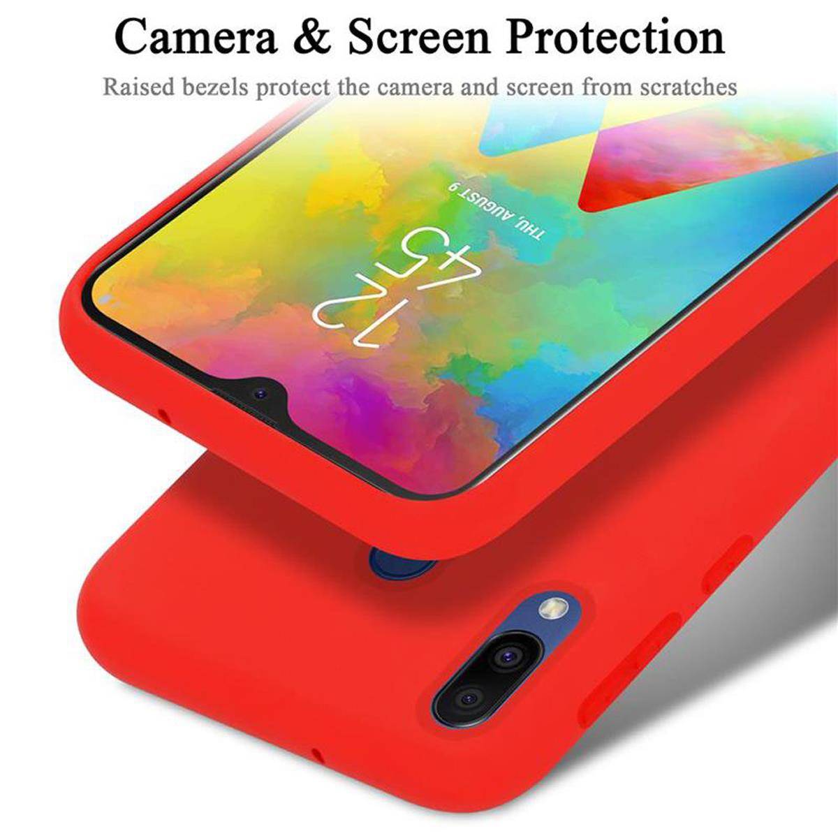 Cadorabo Schutzhülle für Samsung Galaxy M20 Hülle in Rot Handyhülle Case Cover TPU Etui