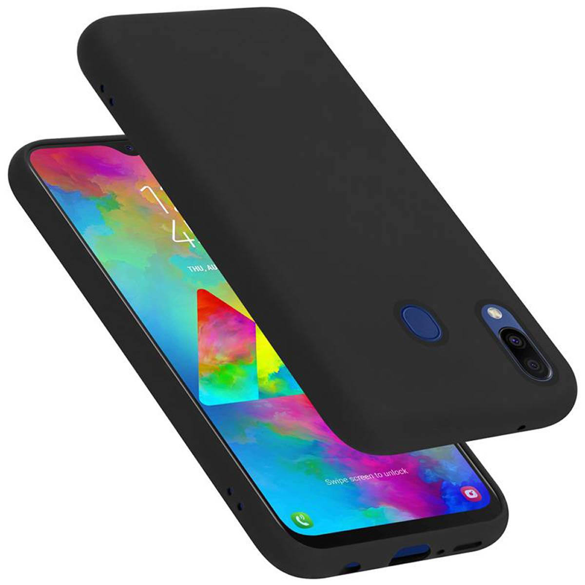 Cadorabo Schutzhülle für Samsung Galaxy M20 Hülle in Schwarz Handyhülle Case Cover TPU Etui