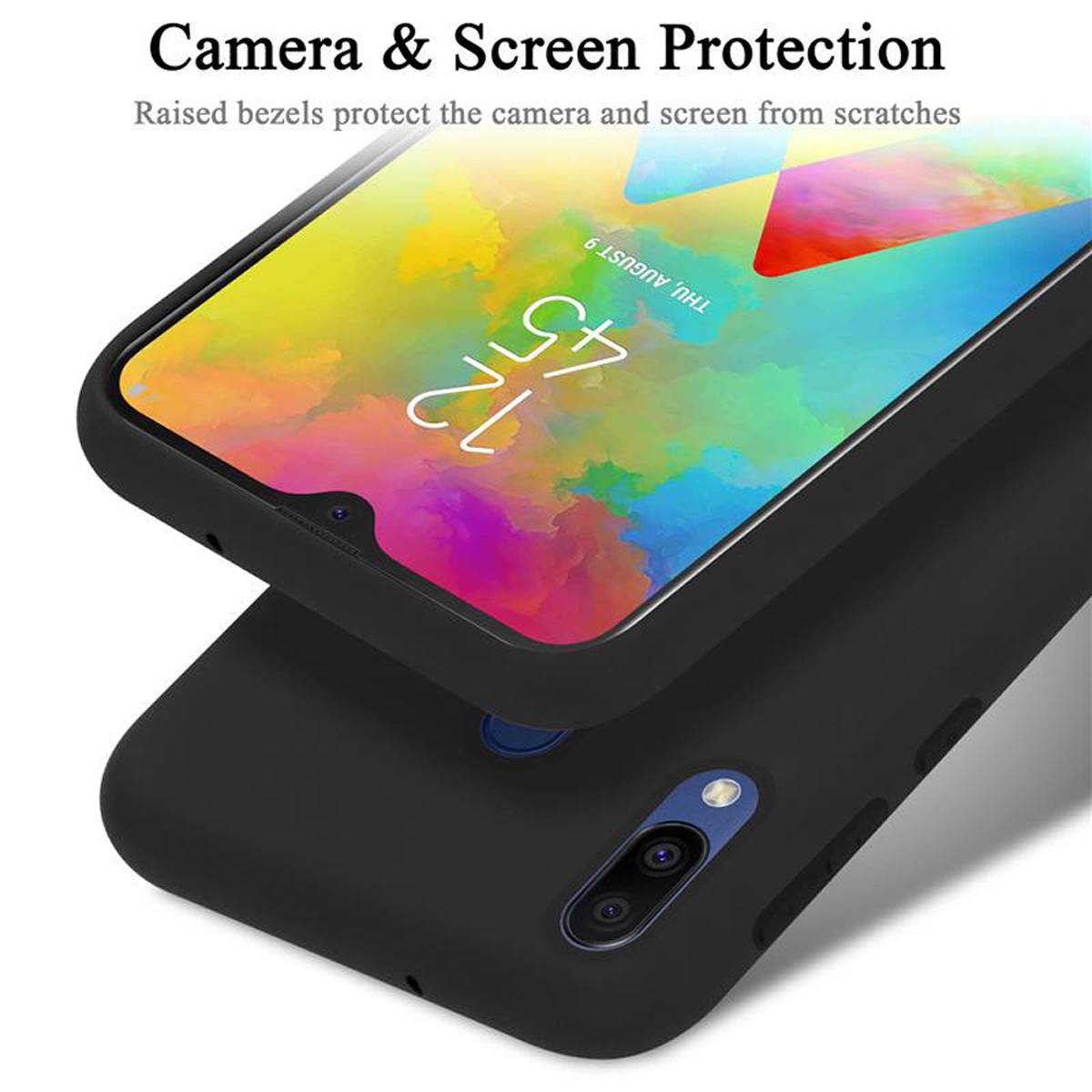 Cadorabo Schutzhülle für Samsung Galaxy M20 Hülle in Schwarz Handyhülle Case Cover TPU Etui