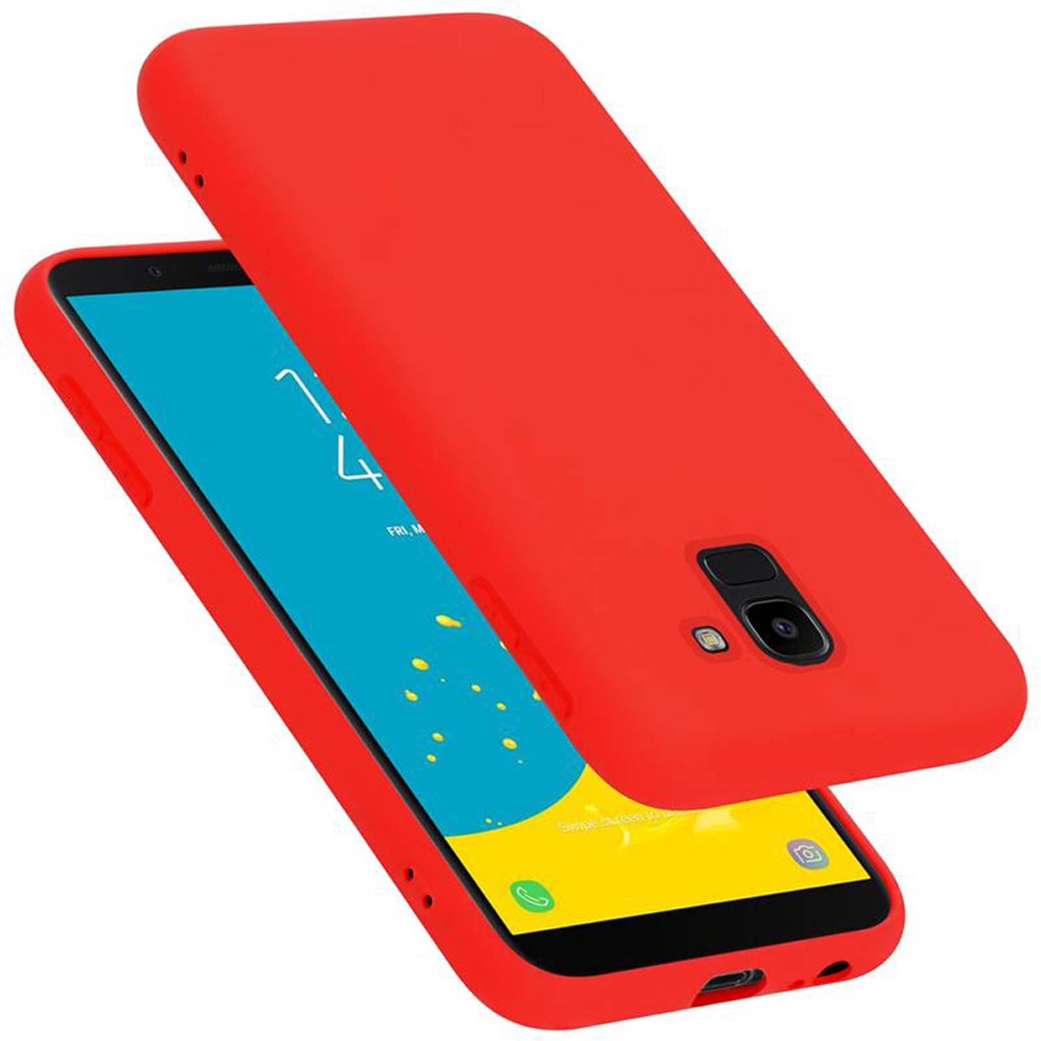 Cadorabo Schutzhülle für Samsung Galaxy J6 2018 Hülle in Rot Handyhülle Case Cover TPU Etui