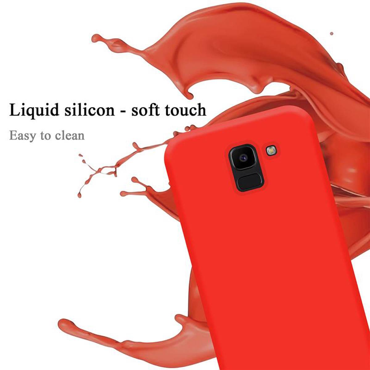 Cadorabo Schutzhülle für Samsung Galaxy J6 2018 Hülle in Rot Handyhülle Case Cover TPU Etui